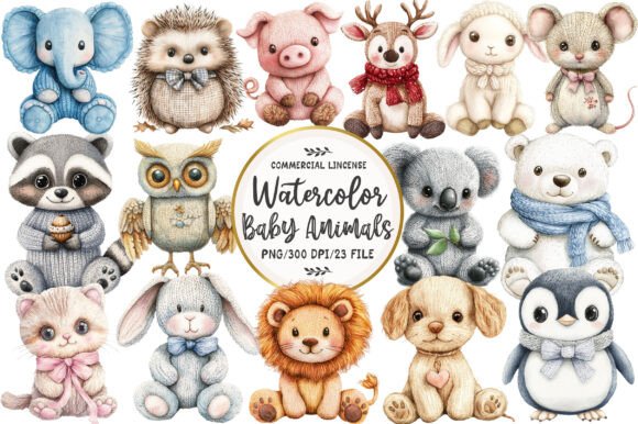 Download Vintage Knitted Plush Baby Animals - Premium Resources